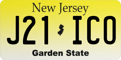 NJ license plate J21ICO
