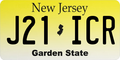 NJ license plate J21ICR