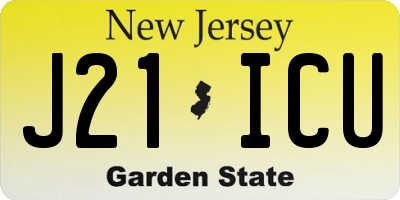 NJ license plate J21ICU