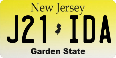 NJ license plate J21IDA