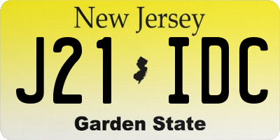 NJ license plate J21IDC