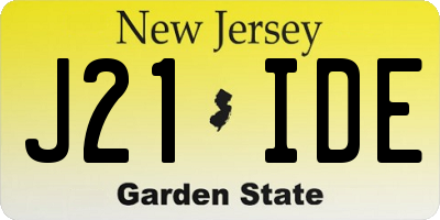 NJ license plate J21IDE