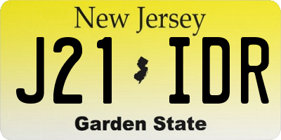 NJ license plate J21IDR
