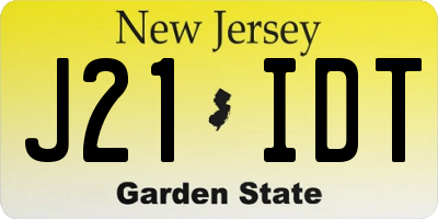 NJ license plate J21IDT