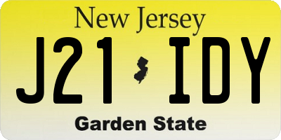 NJ license plate J21IDY