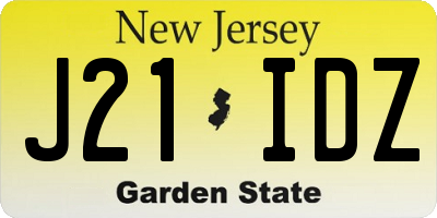 NJ license plate J21IDZ