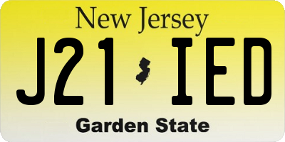 NJ license plate J21IED