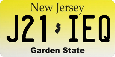 NJ license plate J21IEQ