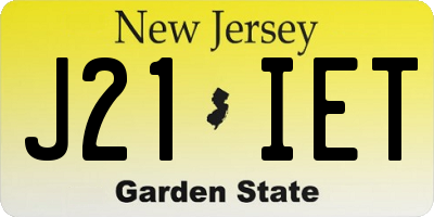 NJ license plate J21IET