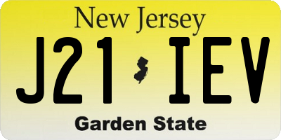 NJ license plate J21IEV