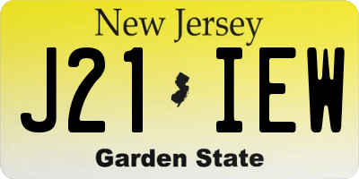 NJ license plate J21IEW