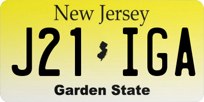NJ license plate J21IGA