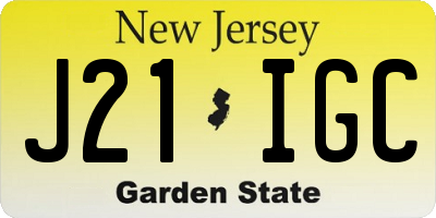NJ license plate J21IGC