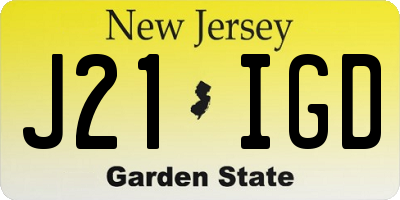 NJ license plate J21IGD