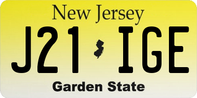 NJ license plate J21IGE