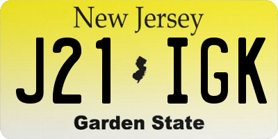 NJ license plate J21IGK