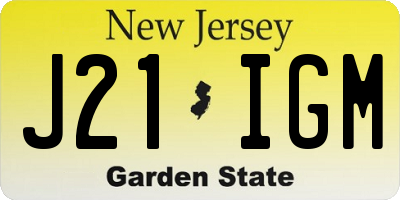 NJ license plate J21IGM