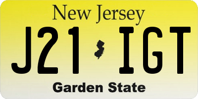 NJ license plate J21IGT