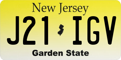 NJ license plate J21IGV
