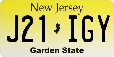 NJ license plate J21IGY