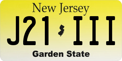 NJ license plate J21III