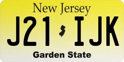 NJ license plate J21IJK