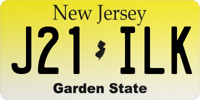 NJ license plate J21ILK