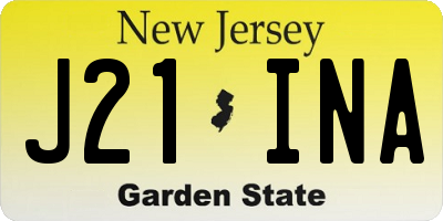 NJ license plate J21INA