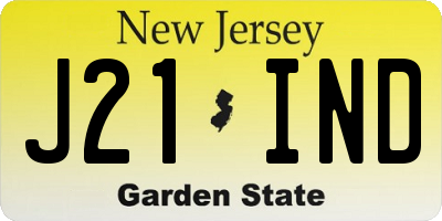 NJ license plate J21IND
