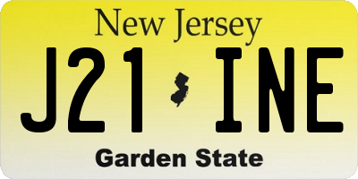 NJ license plate J21INE