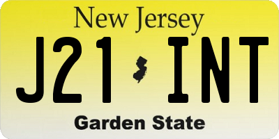 NJ license plate J21INT