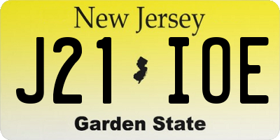 NJ license plate J21IOE