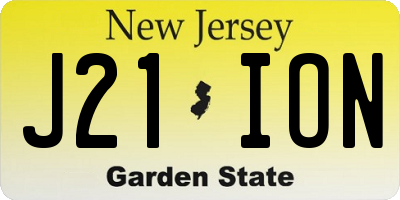 NJ license plate J21ION