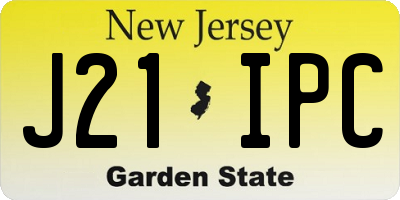NJ license plate J21IPC