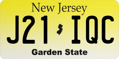 NJ license plate J21IQC