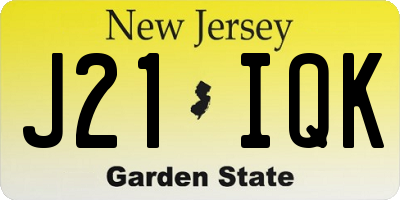 NJ license plate J21IQK