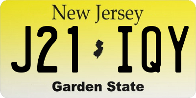 NJ license plate J21IQY
