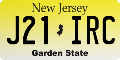 NJ license plate J21IRC