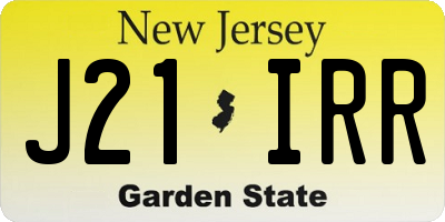 NJ license plate J21IRR