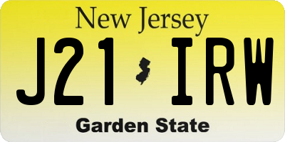 NJ license plate J21IRW