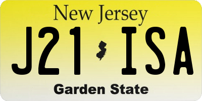 NJ license plate J21ISA
