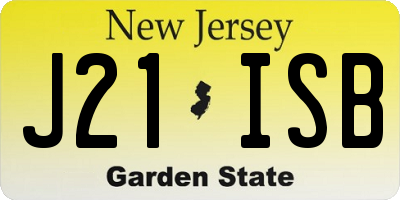 NJ license plate J21ISB