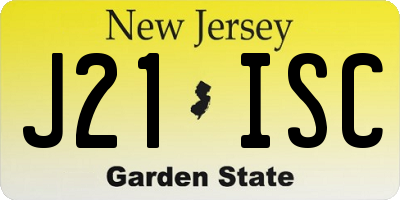 NJ license plate J21ISC