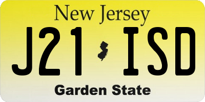 NJ license plate J21ISD