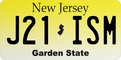 NJ license plate J21ISM
