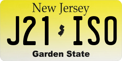 NJ license plate J21ISO