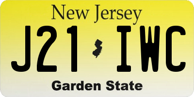 NJ license plate J21IWC