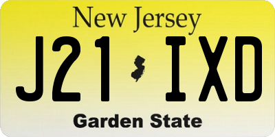 NJ license plate J21IXD