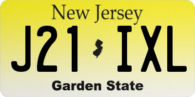 NJ license plate J21IXL