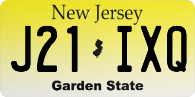 NJ license plate J21IXQ